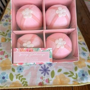 Pink Floral Ribbon Holiday Ornaments